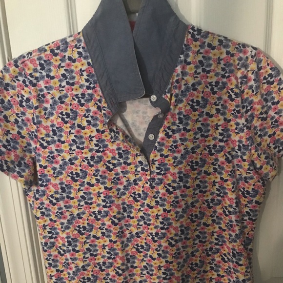 Talbots polo style shirt, floral, size M - Picture 1 of 2
